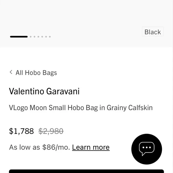 Valentino black V-logo moon small hobo bag in grainy calfskin. - Picture 2 of 11